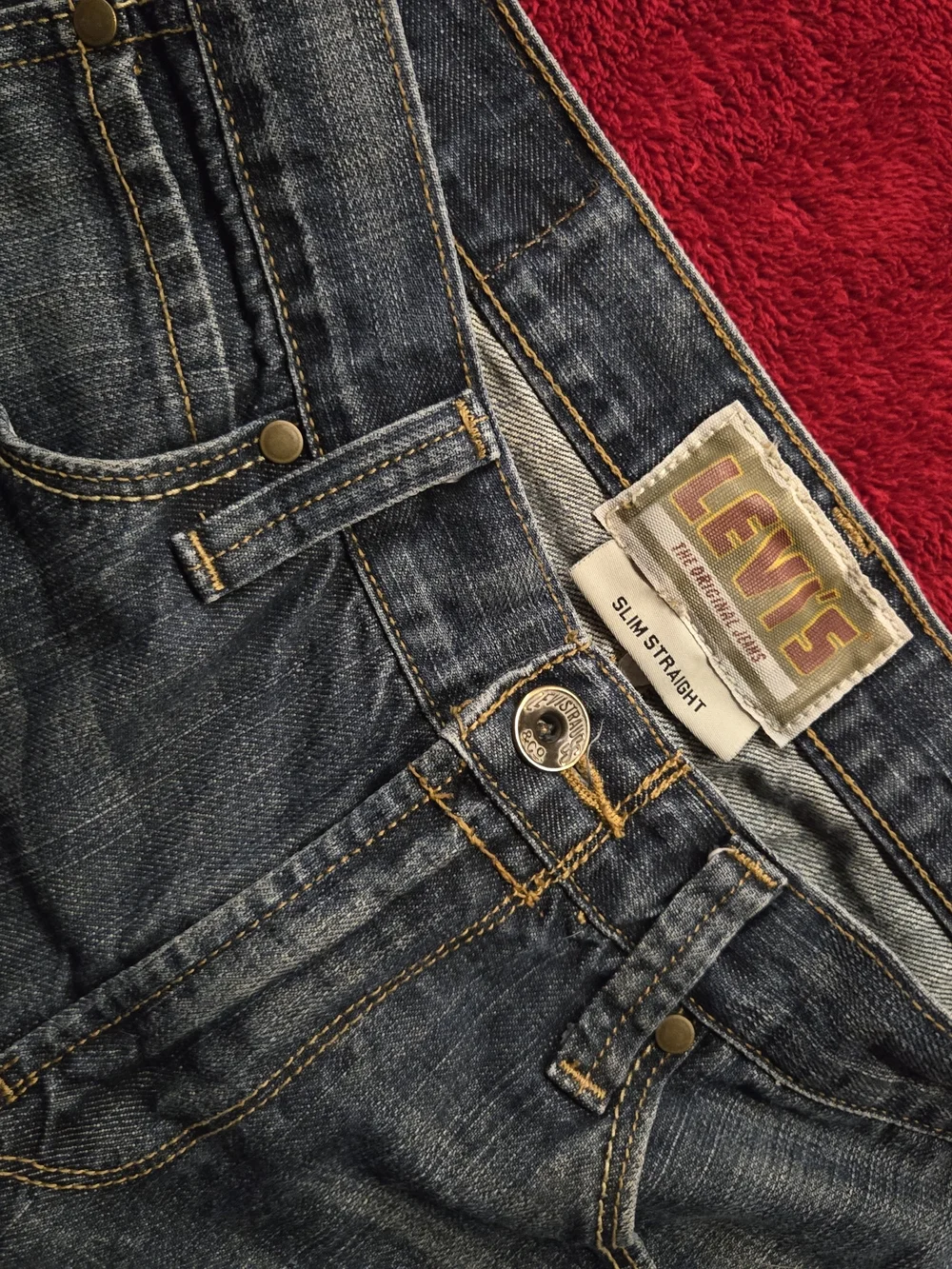 Levi's Riveted Mud Wash Dark Blue Denim Straight Jeans